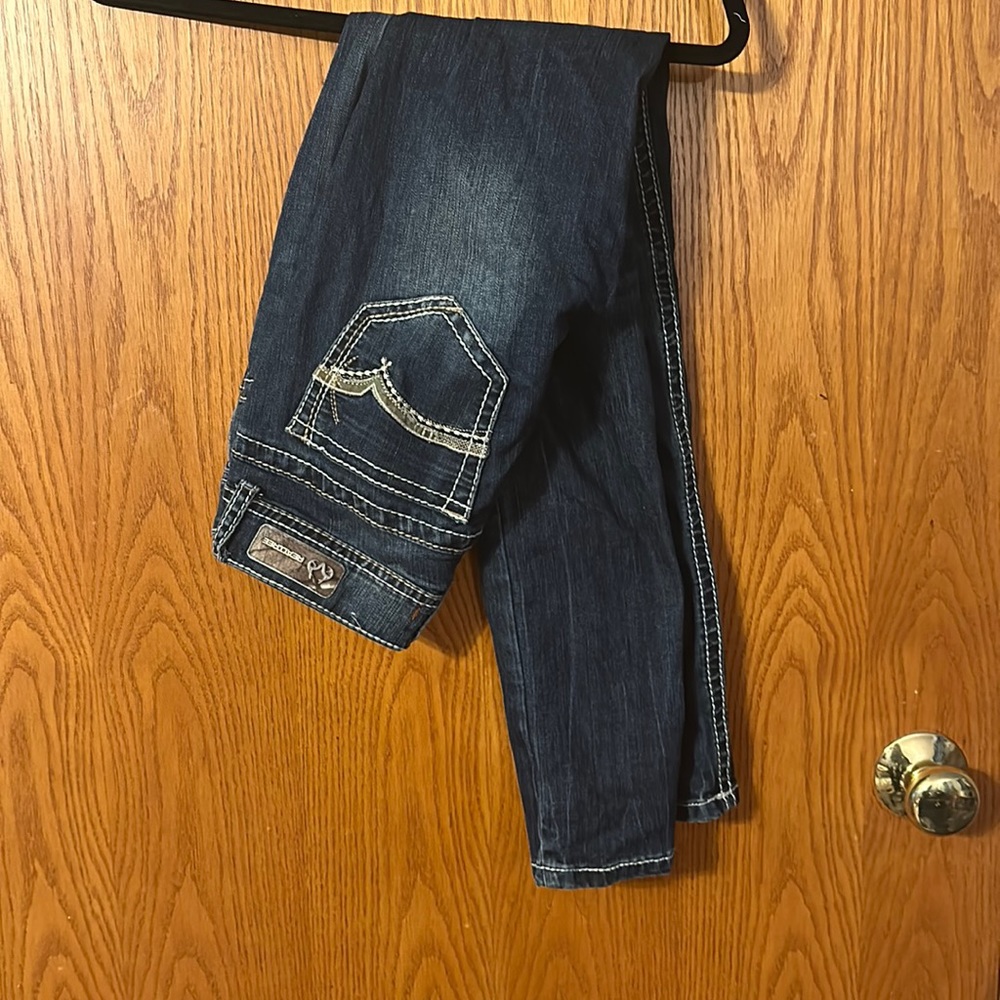 Real tree dark wash skinny low rise jeans